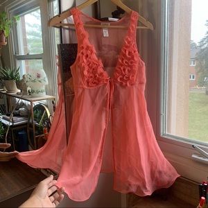 Retro La SENZA Mesh Ruffle Coral Pink Lingerie size S